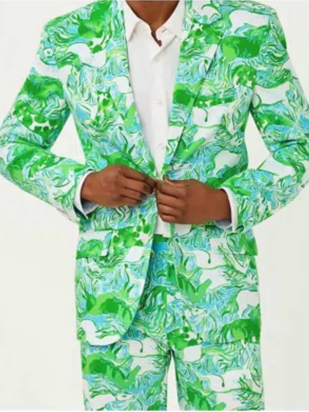 NWT Lilly Pulitzer Men's Stuff Flagler Blazer in Capri Blue Galloping Gals 40